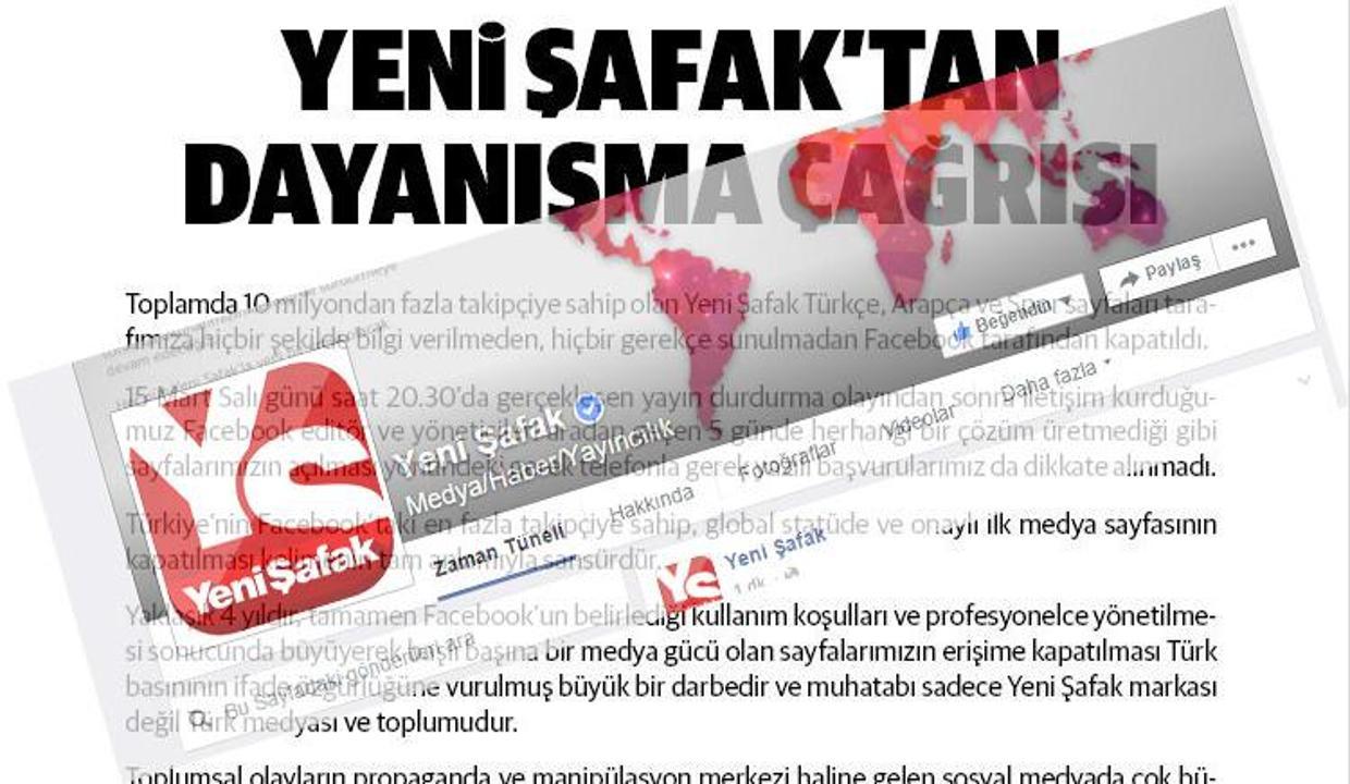 Facebook Yenişafak'ın 10 milyonluk sayfası kapattı