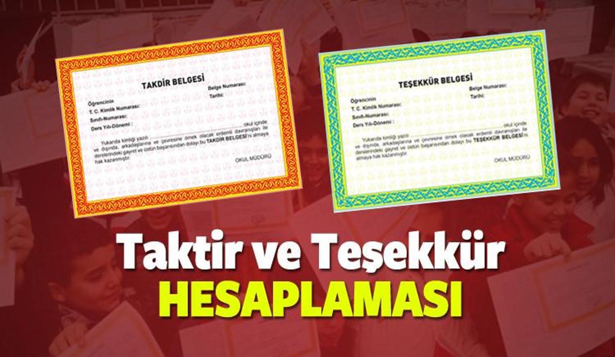 2017 Taktir ve Teşekkür belgesi hesaplama sayfası!