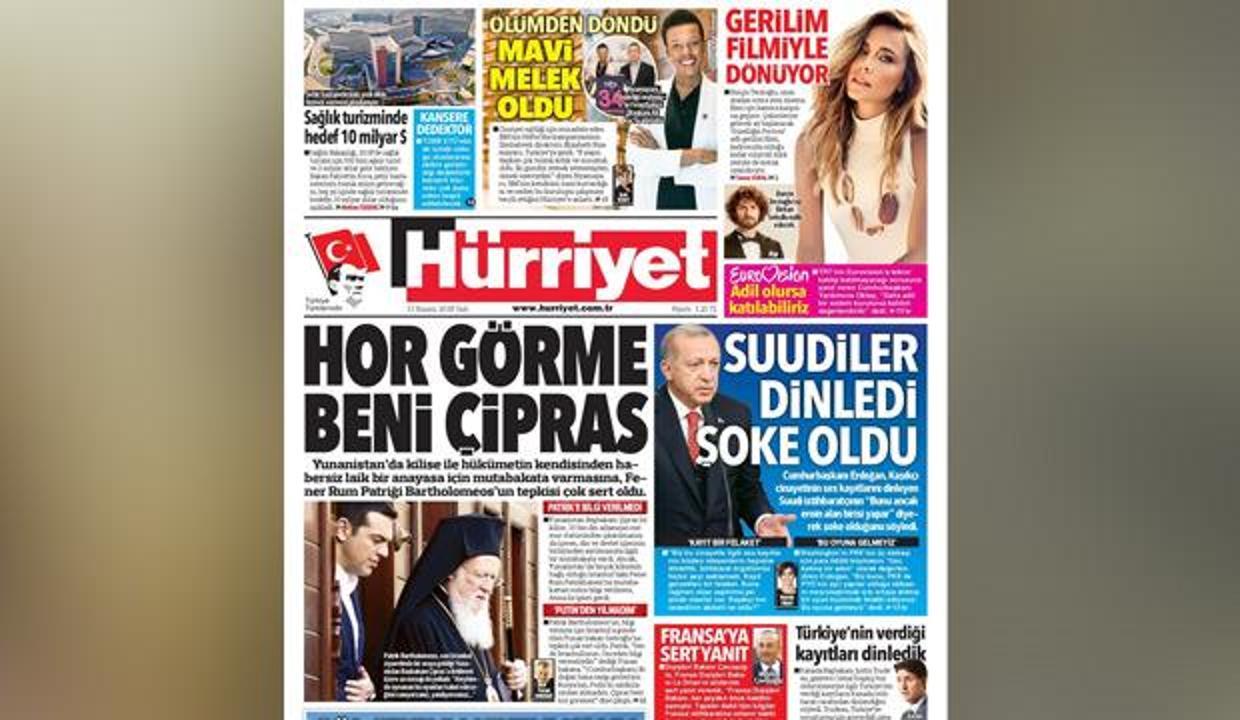 hurriyet gazetesi mansetleri 13 kasim sali son dakika haberleri guncel haberleri