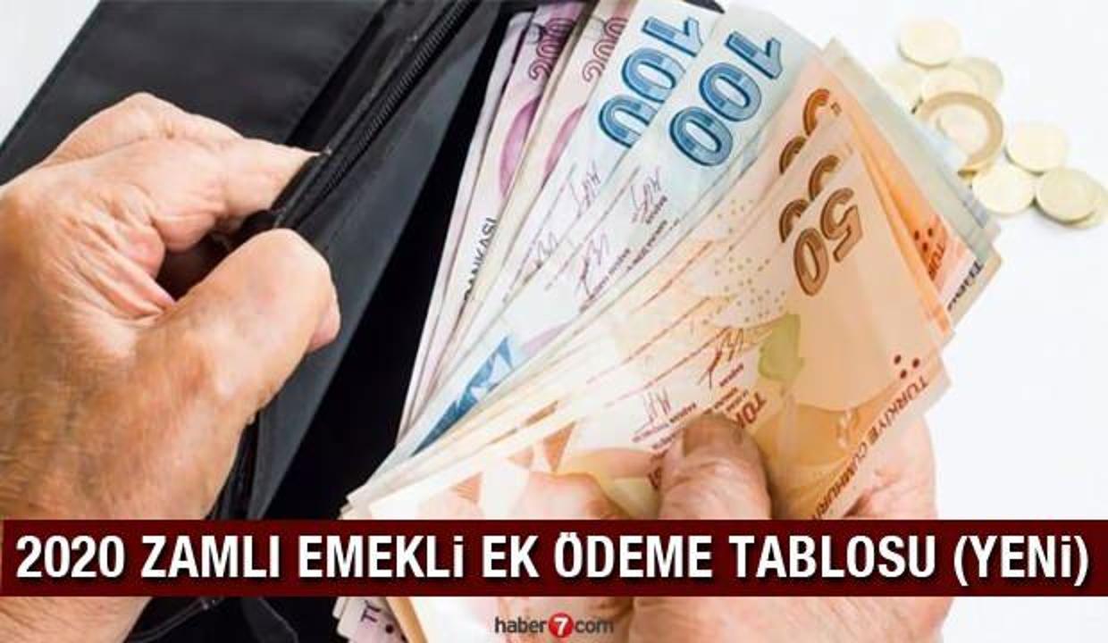 Emekli ek ödemeleri kaç TL arttı? 2020 Zamlı Bağ-Kur SSK memur emeklisi ek ödeme tablosu!
