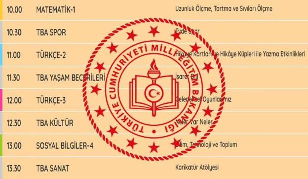 EBA TV ders programı: 31 Ağustos - 4 Eylül İlkokul, ortaokul ve lise haftalık ders saatleri