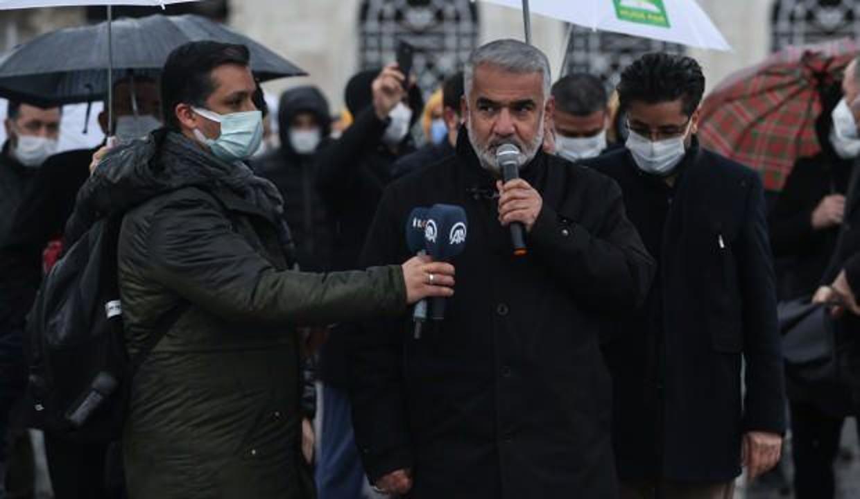 HÜDA PAR'dan Ayasofya önünde Kudüs ve Mescid-i Aksa için özgürlük çağrısı