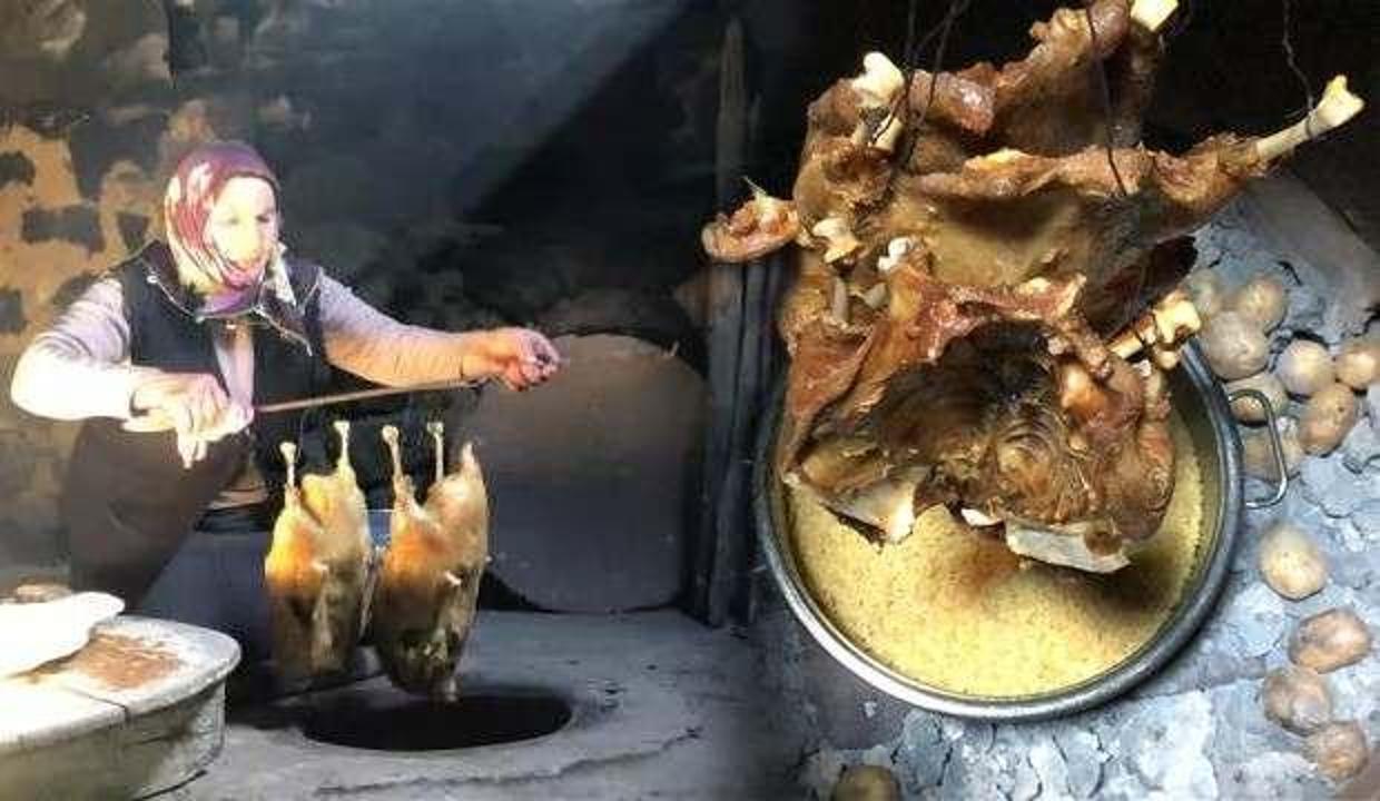 Kars'ın geleneksel lezzeti: Tandırda kaz!