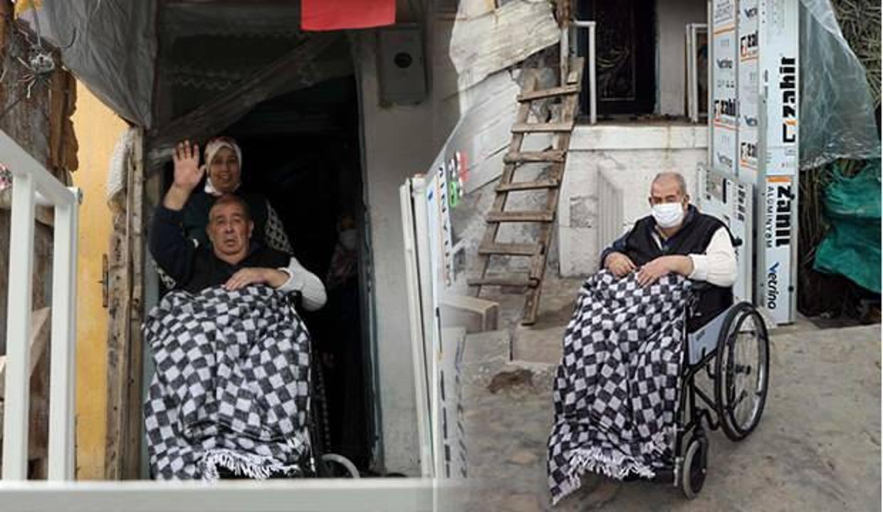 Evinin girişine asansör yapılan yaşlı adam, 6 yıl sonra ilk kez dışarı çıktı