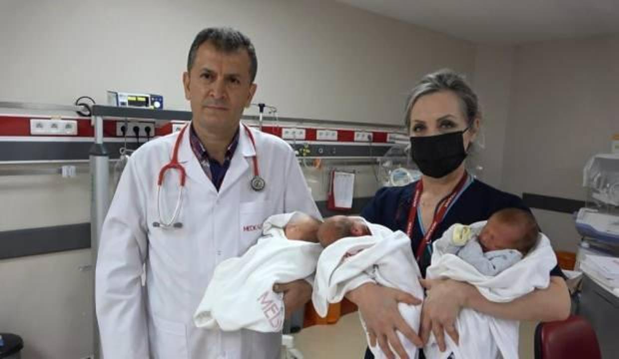 Trabzon'da doktorları bile şaşırtan üçüzler dünyaya geldi