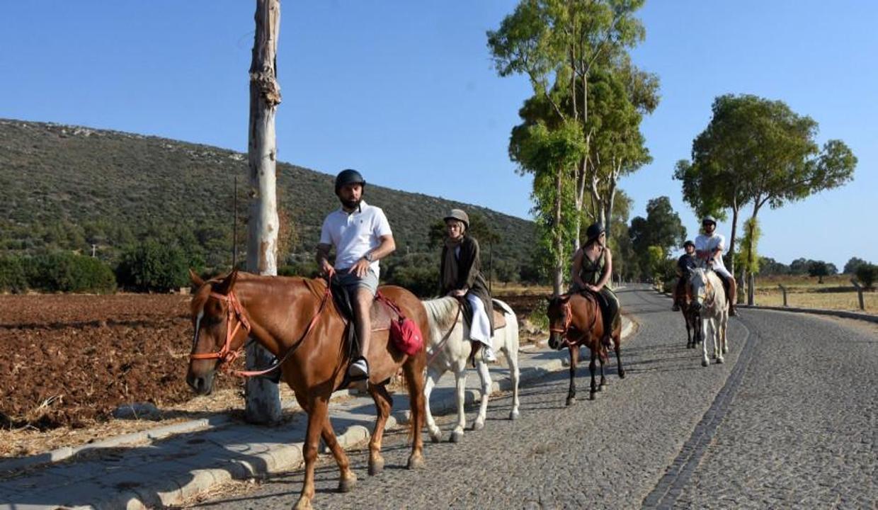 Tarih ve doğa manzaralı atlı safari