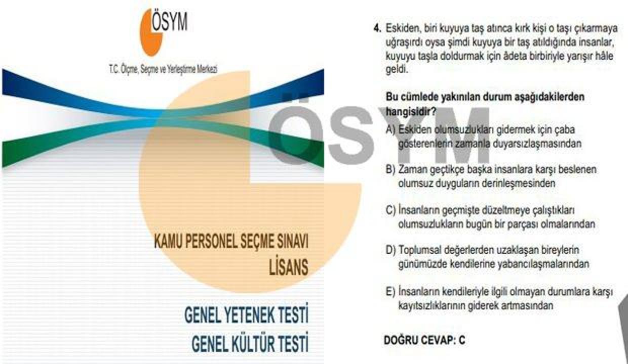 KPSS soruları ve cevapları yayınlandı mı 2021? ÖSYM Genel Yetenek- Genel Kültür cevap kitapçığını erişime...