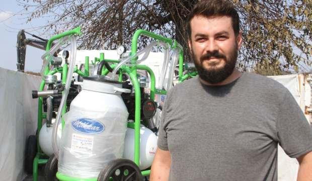 Hayırsever iş insanı yangında zarar gören ihtiyaç sahiplerine süt sağma makinesi dağıtıyor