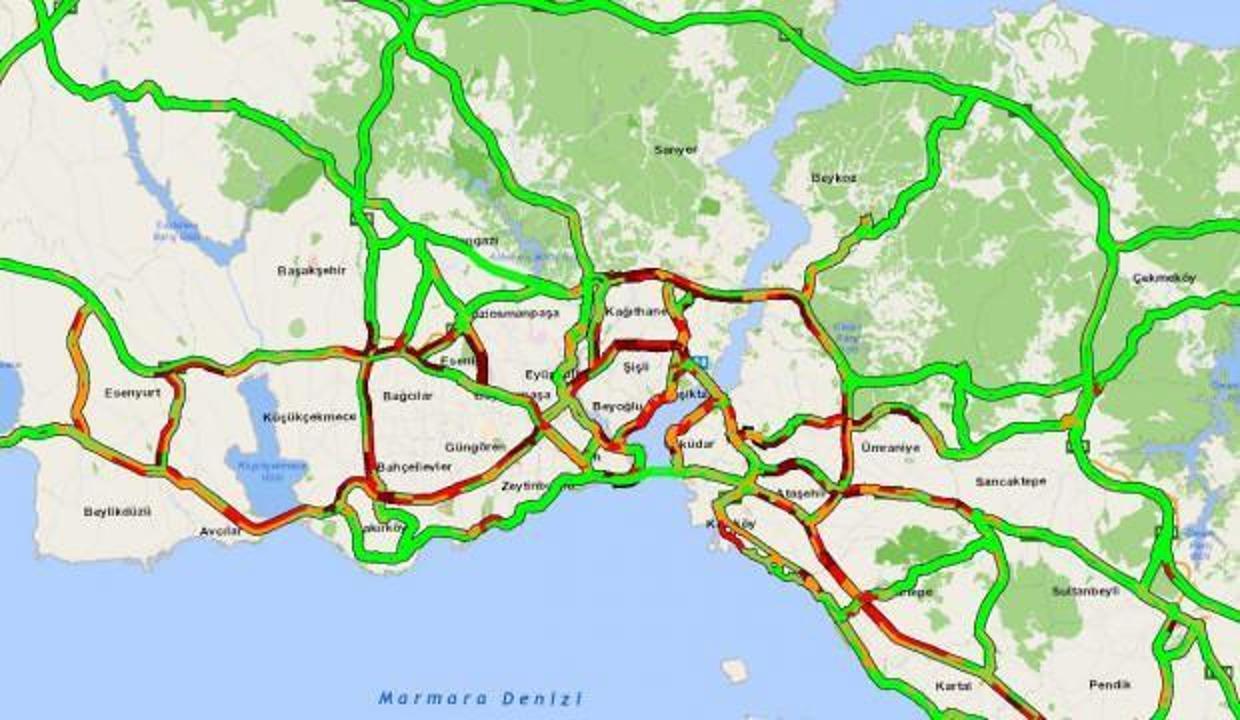 İstanbul'da trafik yoğunluğu yüzde 65'e dayandı