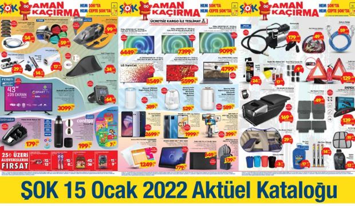 ŞOK 15 Ocak 2022 Aktüel Kataloğu! Kışlık oto bakım ürünleri, televizyon, buhar makinesi, cep telefonu