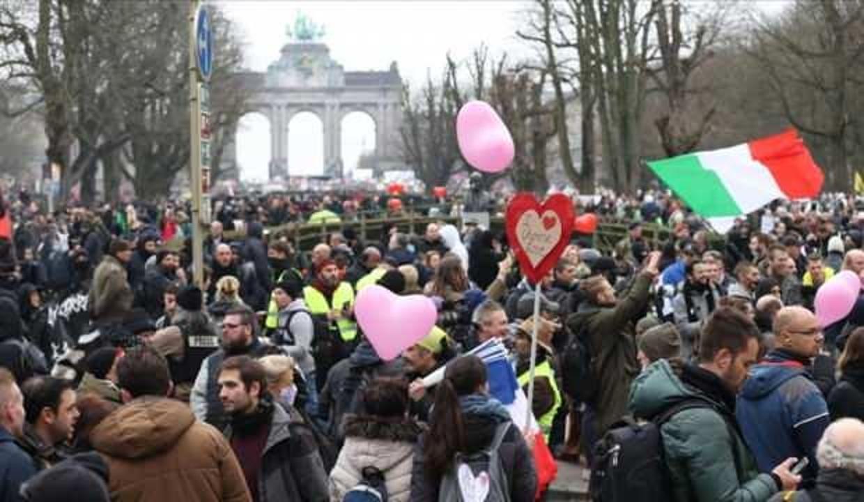 Brüksel'de olaylı gösteride 15 kişi yaralandı, 70 kişi gözaltına alındı