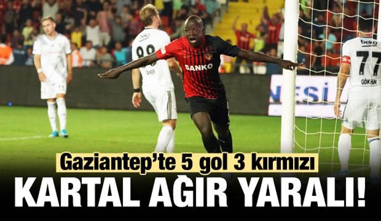 Gaziantep'te 5 gol, 3 kırmızı kartlı maç! Beşiktaş ağır yaralı