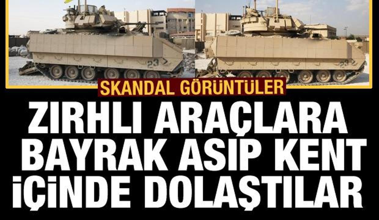 YPG, ABD zırhlısına paçavralarını asıp kent içinde dolaştı
