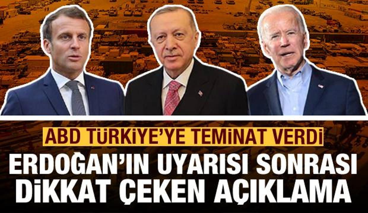 Erdoğan'ın uyarısı sonrası son dakika açıklaması! ABD Türkiye'ye teminat verdi