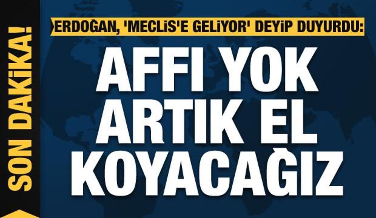 Erdoğan, 'Meclis'e geliyor' deyip duyurdu: Affı yok, artık el koyacağız