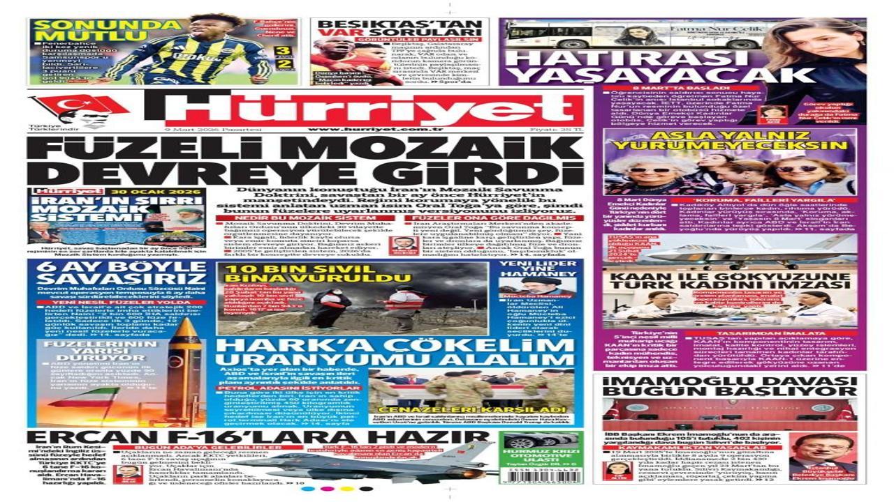 9 Mart Pazar gazete manşetleri 9 Mart Pazar gazete manşetleri