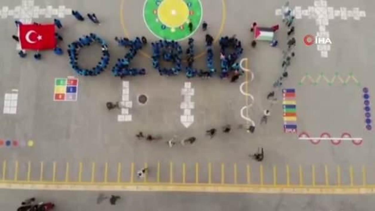 Akyurt Biruni İlkokulu’ndan Gazze İçin anlamlı koreografi: “Özgür Filistin” mesajı verildi