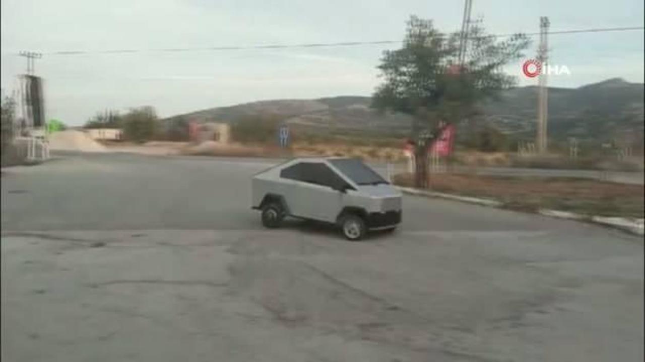 Denizlili usta Cybertruck’tan ilham alarak elektrikli araç yaptı