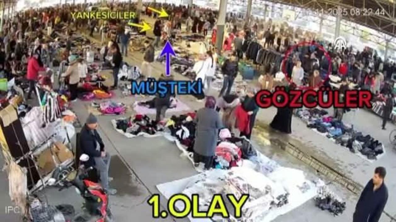 Pazaryerinde akılalmaz yankesicilik! Saniye saniye görüntülendiler