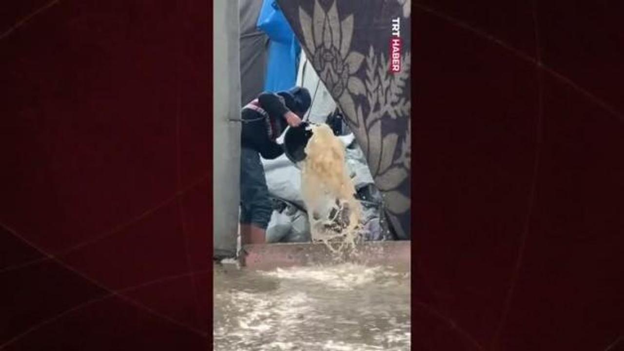 Gazze'de şiddetli yağış nedeniyle binlerce çadır su altında kaldı