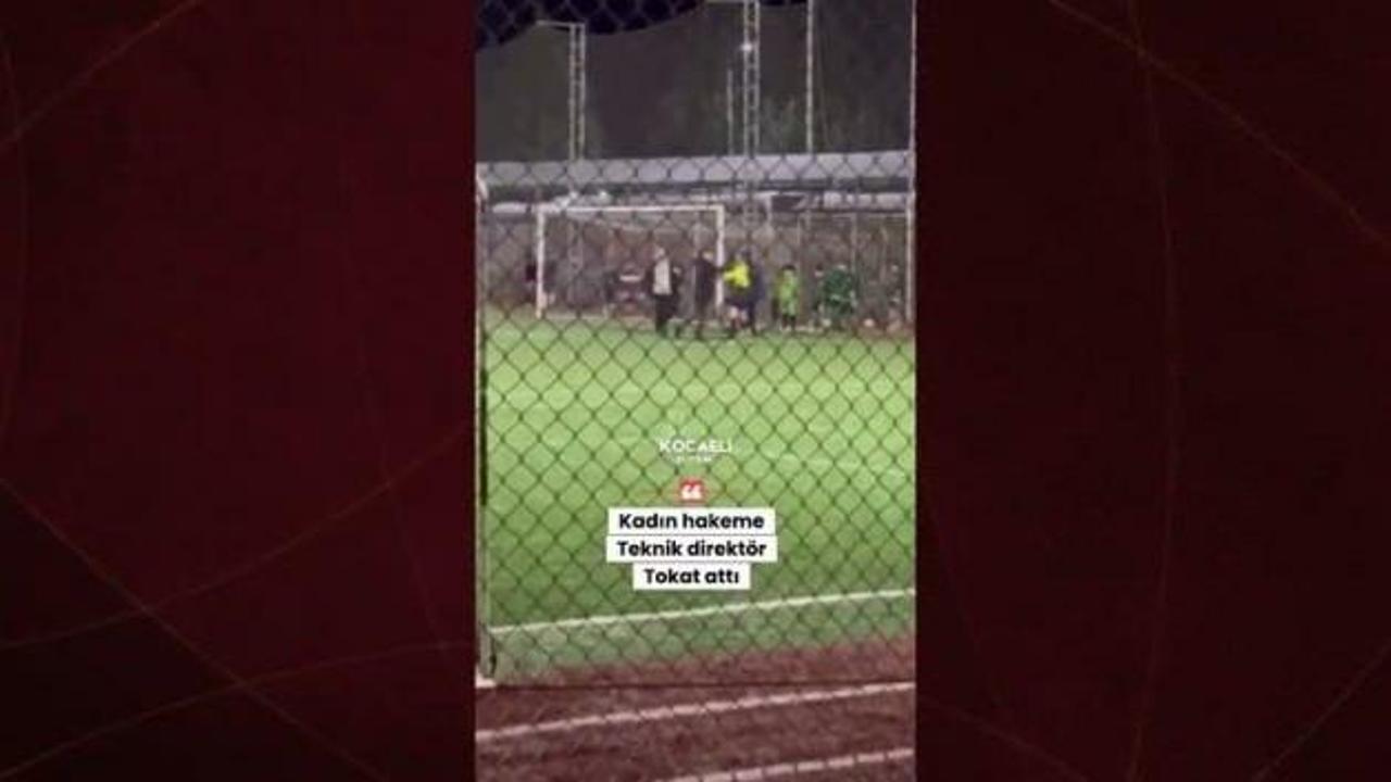 18 yaşındaki kadın hakeme çocukların gözü önünde saldırdı