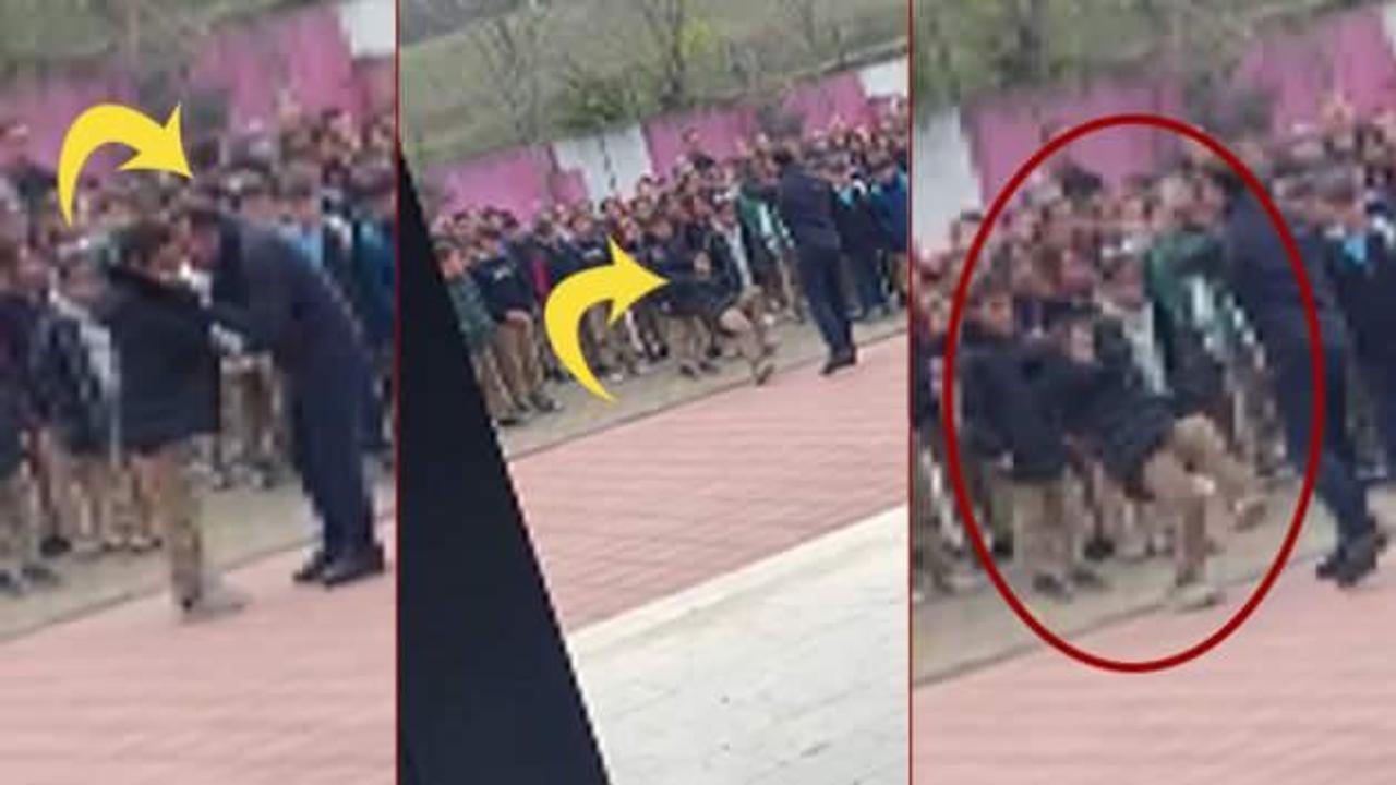 Bu nasıl eğitimci! Okul müdürü öğrenciyi yakasından tutup yere fırlattı!