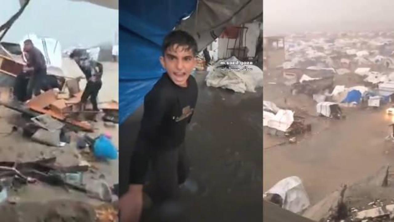 Gazze'de çadırlar sular altında! Küçük çocuk ümmete seslendi: Paramparça olduk
