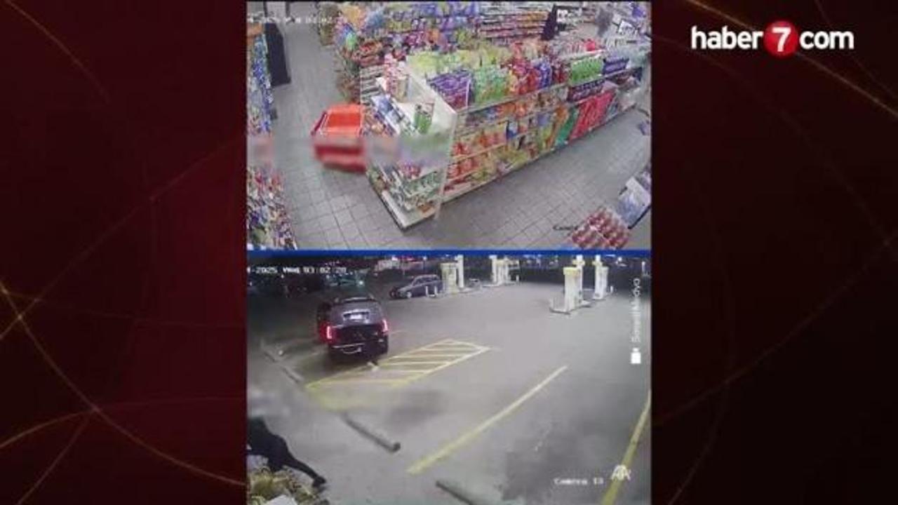 ABD'de de ATM'yi çalmak isterken marketin ön cephesini aşağı indirdiler