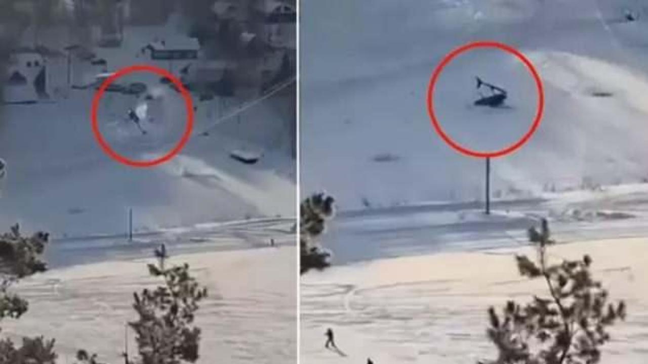 Rusya'da kablolara takılan helikopter düştü