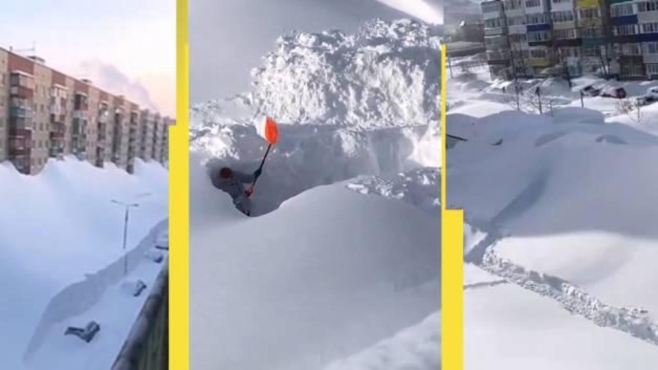 Kamçatka'da kar kalınlığının 3 metreyi aştı