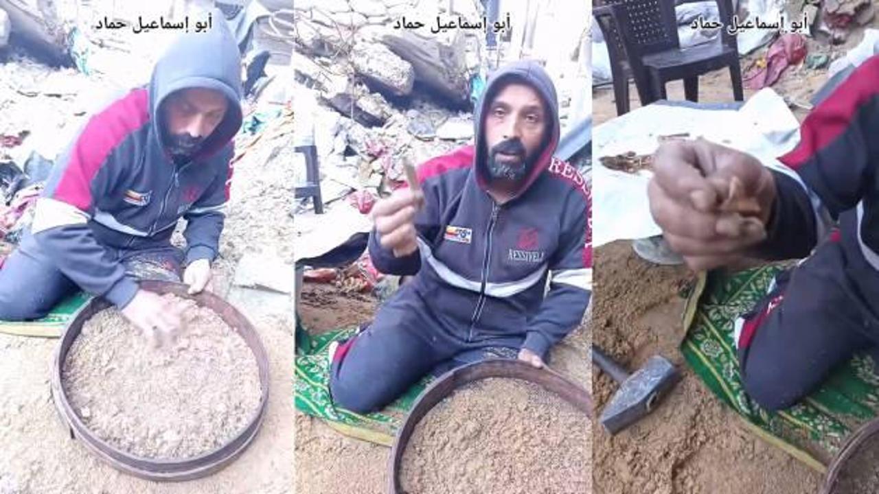 Gazze'de yürek yakan görüntü: Altın değil eşinin ve kızlarının kemiklerini arıyor