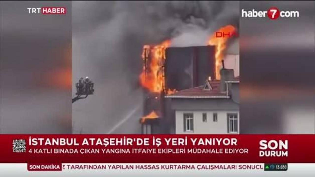Ataşehir'de iş yerinde korkutan yangın: Ekipler müdahale ediyor