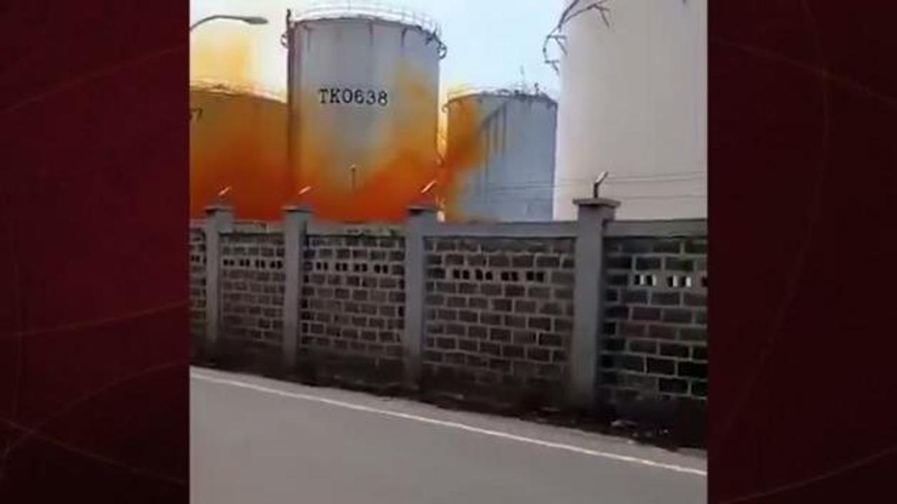 Endonezya'da nitrik asit sızıntısı kameralara yansıdı
