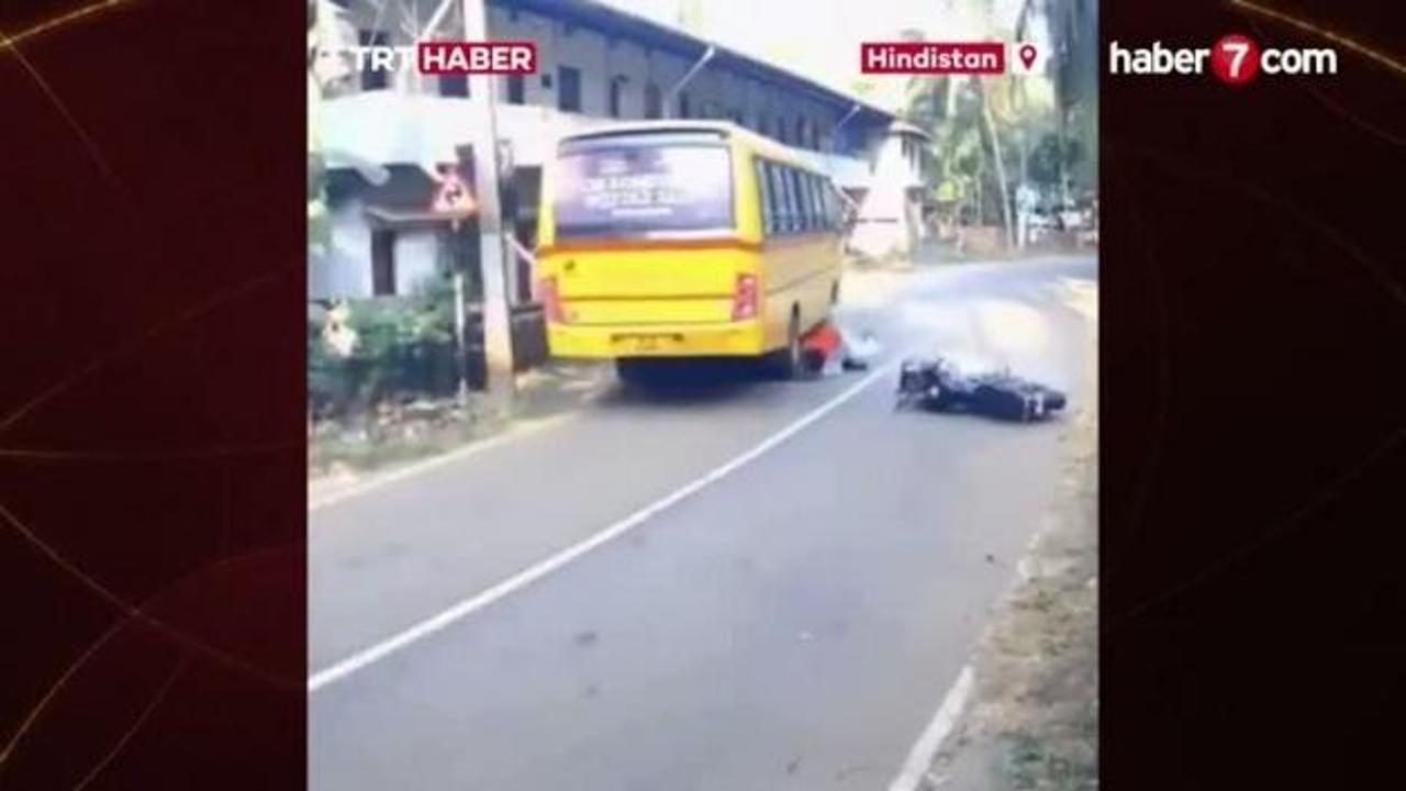 Hindistan'da mucizevi kurtuluş: Otobüs şoförünün refleksi faciayı önledi