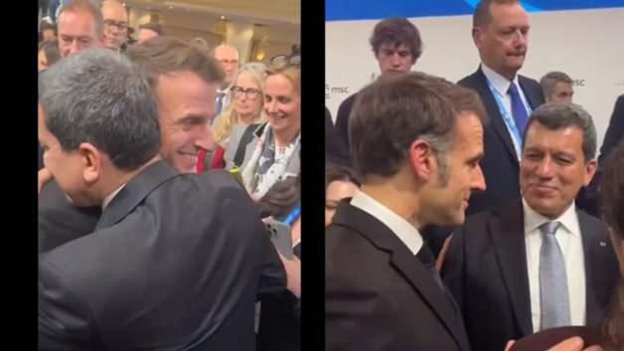 Macron ile terör örgütü SDG/YPG elebaşı Mazlum Abdi kucaklaştı
