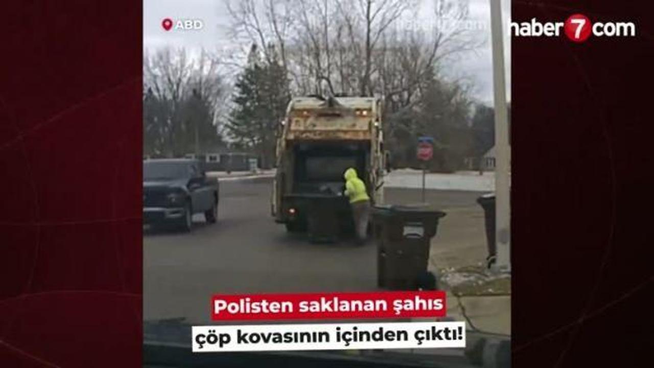 Polisten saklanan şahıs çöp kovasının içinden çıktı!