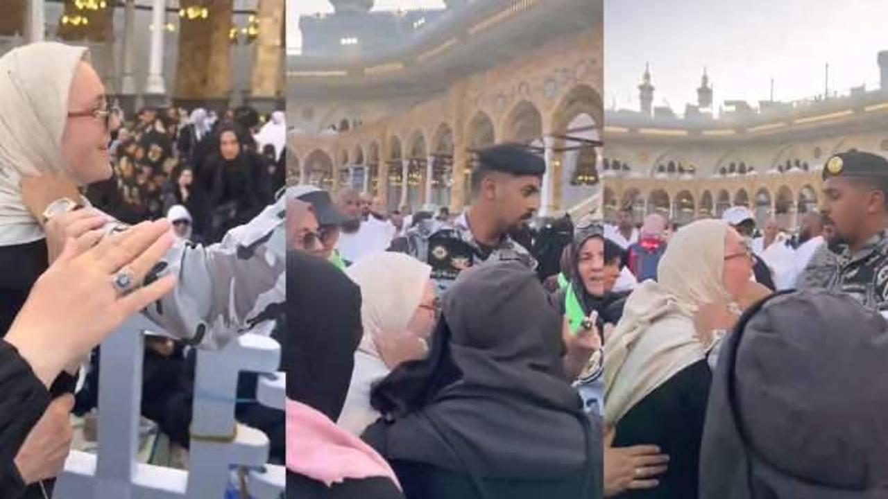 Kabe'nin örtüsünü makasla kesmeye çalışan Türk hacı gözaltına alındı!