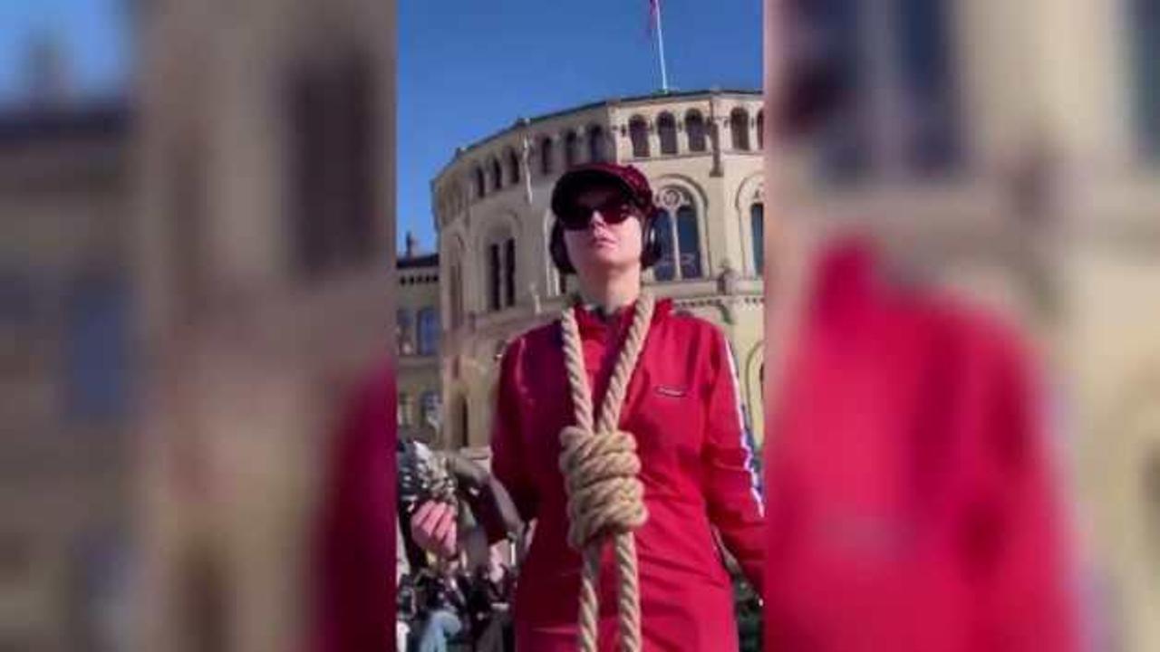 İsrail'in idam kararına urganlı tepki! Parlamento binasının önünde boynuna geçirdi