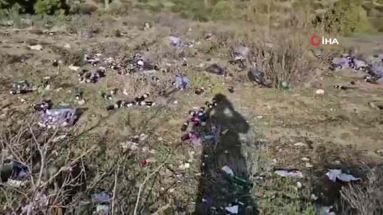 Bilecik'te ormanlık alana yüzlerce şişe bozuk şalgam suyu atıldı