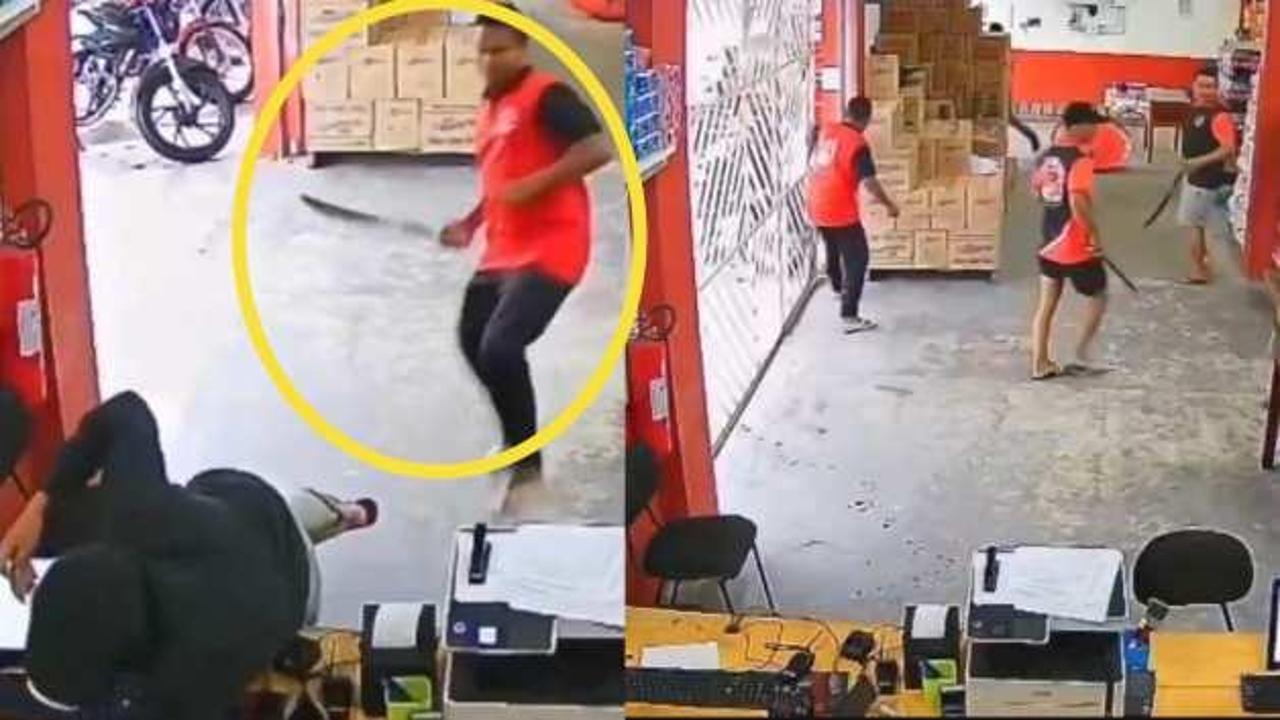 Brezilya'da dehşet anları: Pala ile soygunculara direndiler