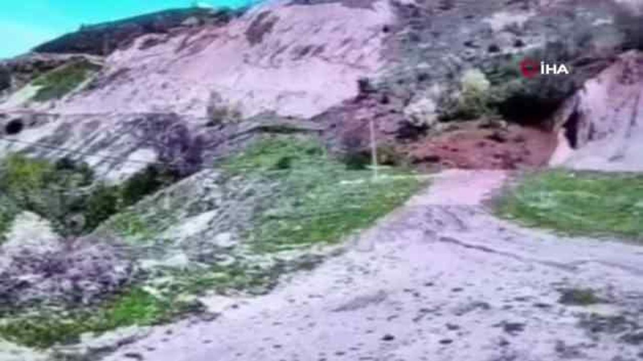 Tokat'ta heyelan güvenlik kamerasına yansıdı