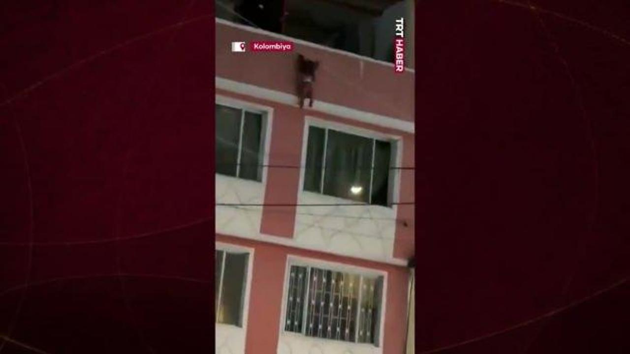 Kolombiya'da 3.kattan düşen çocuk çevredekiler tarafından havada kurtarıldı