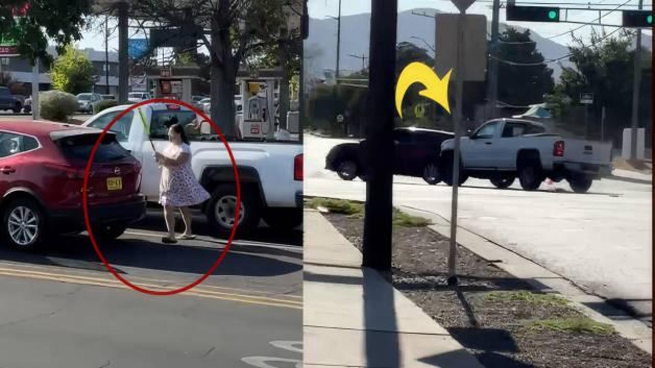 ABD'de trafikte aracın camını beyzbol sopayla kıran kadına Åok misilleme
