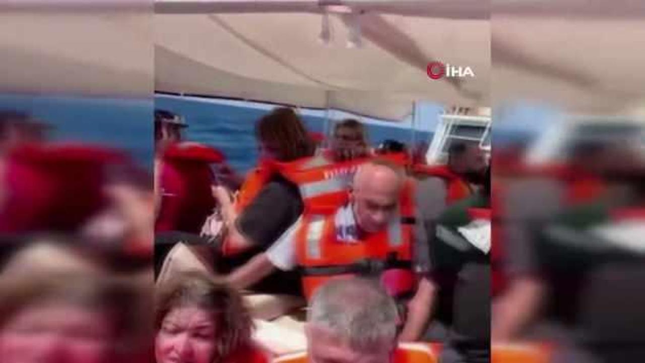 Girne açıklarında alabora olan yolcu gemisindeki yolcuları kurtarma çalıÅmaları kameralara yansıdı
