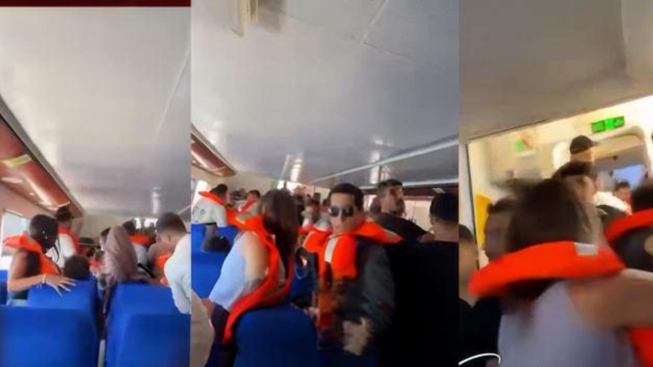 Girne açıklarından batan gemideki panik anları kamerada