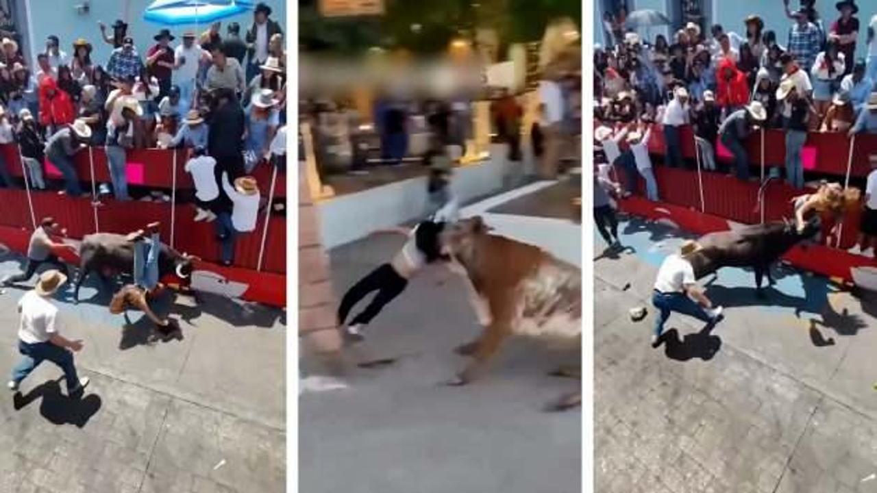 Meksika'da boÄa dehÅeti: ABD'li kadının kıl payı kurtuluÅu kamerada