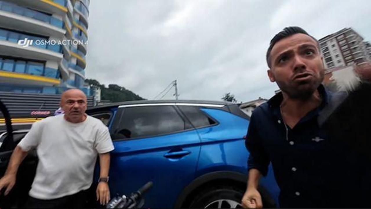 Rize'de trafikte bisiklet sürücüsüne saldırı kameraya yansıdı