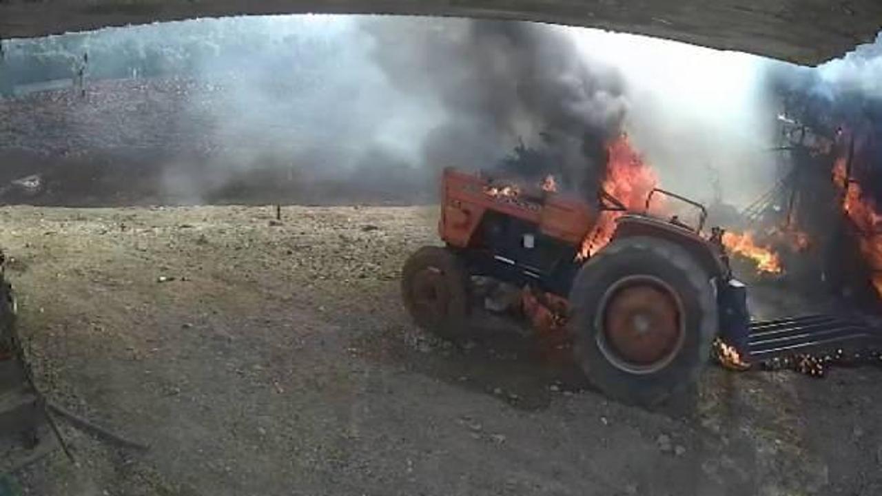 Antalya'da kendi kendine çalıÅan traktör alev topuna döndü