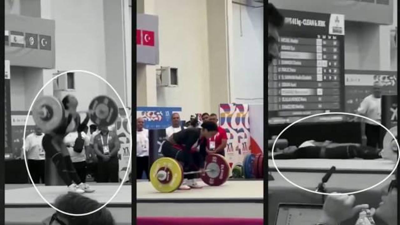 Mısırlı halterci Nora Essam Helmy Akdeniz Oyunları'nda podyumda bayıldı