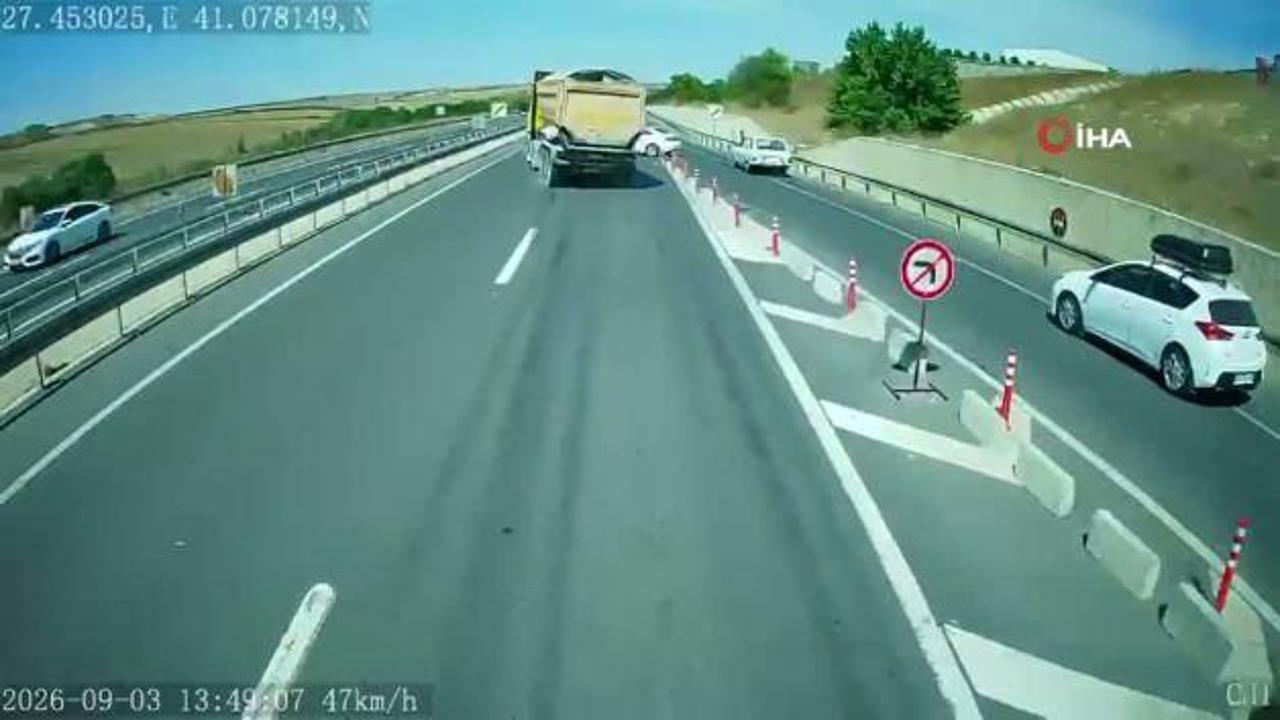TekirdaÄ'da tır Åoförünün dikkati faciayı önledi: O anlar kamerada